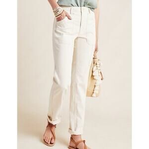 By Anthropologie Carpenter Pants Women 30 Ivory Utility Casual Versatile